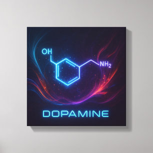 Dopamine Energy Flow – Abstract Molecular Neon Canvas Print