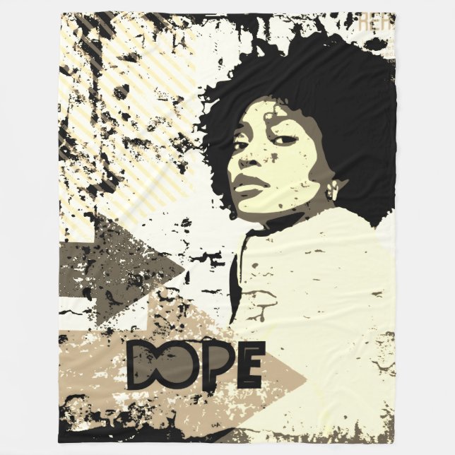 DOPE Afro Throw Blanket – Grunge Arrows, Heart  (Front)