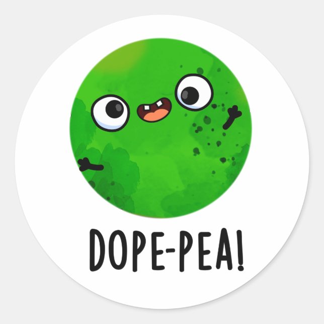 Dope-pea Funny Dopey Pea Pun Classic Round Sticker (Front)
