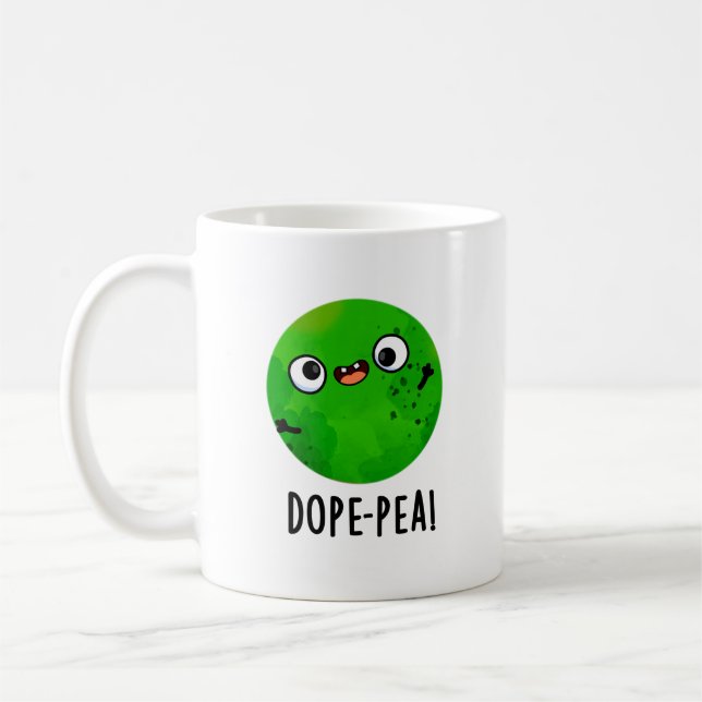Dope-pea Funny Dopey Pea Pun Coffee Mug (Left)
