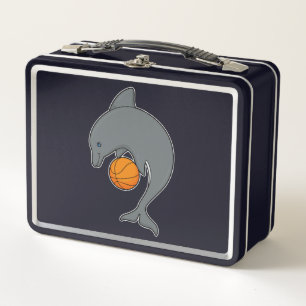 Dophin as Basketball player with Basketball Metal Lunch Box