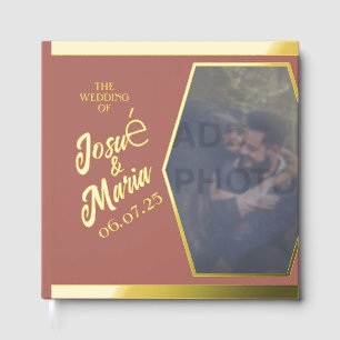 D'or Ajouter Photo Moderne Mariage Foil Livre d'Invité