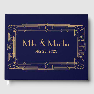 D'or Antique Grand Gatsby Art Déco Mariage Livre d'hôte
