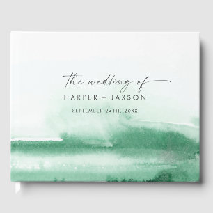 D'or Aquarelle moderne   Livre d'invité Mariage vert