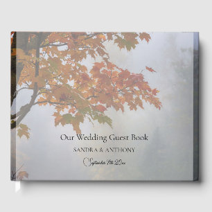 D'or Automne laisse Rustic Mariage livre d'hôtes