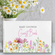 D'or Baby shower fleur sauvage Livre d'invité personnal