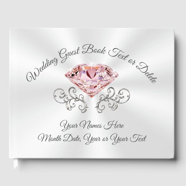 D'or Blush Pink Diamond Personnalisé Mariage Livre d'in (Recto)