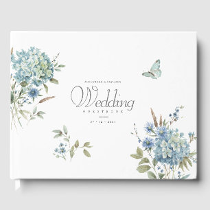 D'or Bohème Bleu Floral Aquarelle Mariage Livre d'hôtes