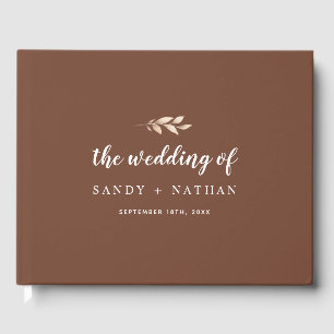 D'or Boho Leaf Mariage livre d'hôtes