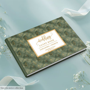 D'or Boho sauge vert or feuille livre d'invité mariage