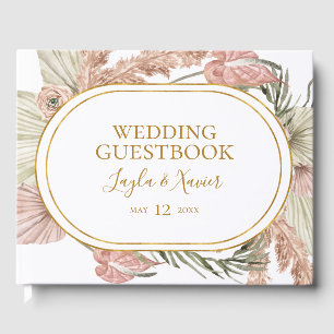 D'or Boho Tropical Botanical   Livre d'invité Mariage