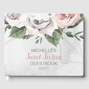 D'or Bouquet vintage Rose Sweet sixteen Livre d'hôtes