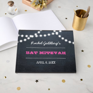 D'or Chalkboard Lights Dark Rose Bat mitzvah livre d'in