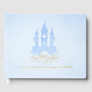 D'or Château de conte de fées bleu baby shower Livre d'