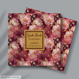 D'or Chic Burgundy Blush Gold Boho Mariage livre d'hôte