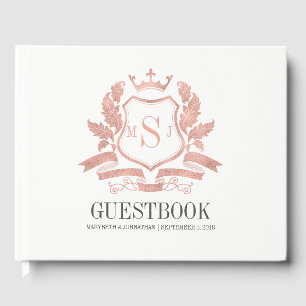 D'or Classic Rose Gold Crest Mariage livre d'hôtes