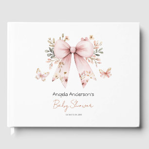 D'or Coquette rose floral Bow Baby shower livre d'invit