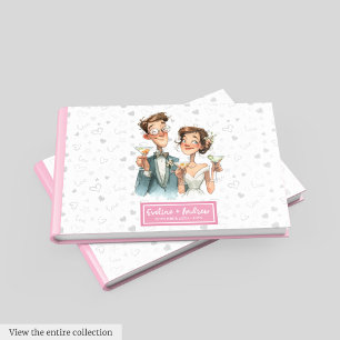 D'or Custom Funky Mariage Livre d'invité Quirky Couple
