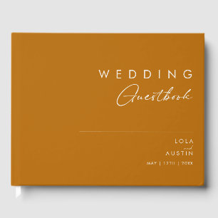 D'or Désert simple Burnt Orange Mariage Livre d'invit