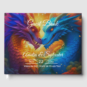 D'or Dragons colorés en amour violet Mariage livre d'in