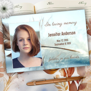 D'or Dream Feather Funeral Memorial Photo Livre d'invit