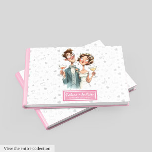 D'or Drôle Aquarelle Mariage Livre d'invité Quirky Coup