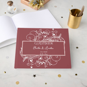 D'or Dusty Rose Floury Mariage livre d'hôtes