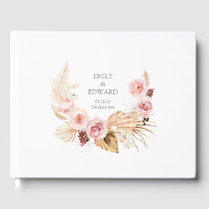 D'or Elegant Boho Watercolor FLoral Mariage Livre d'hôt