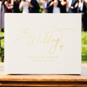 D'or Élégant Charm ivoire or Mariage Foil Livre d'hôte