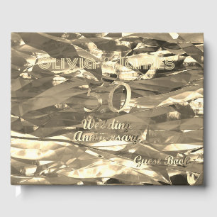 D'or Elégant Gold 50th Mariage Anniversaire Livre d'inv