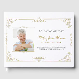 D'or Élégant Gold Swirl Funeral Livre d'invités   Modif