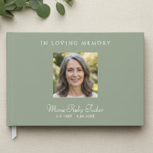 Élégant Livre de Condoléances avec Photo en Vert S