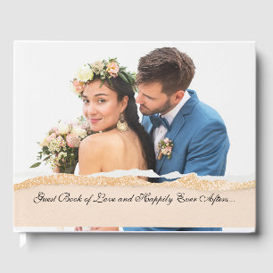 D'or Élégant livre d'invité du Mariage photo personnali
