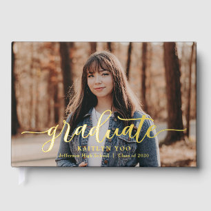 D'or Exquise Goût Foil Photo Graduation Livre d'invités