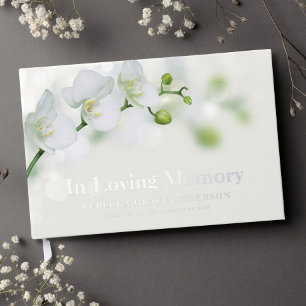 D'or Floral Orchid Funeral Memorial Livre d'invité