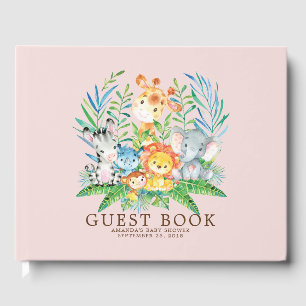 D'or Girls Safari Jungle Baby shower Livre d'invité