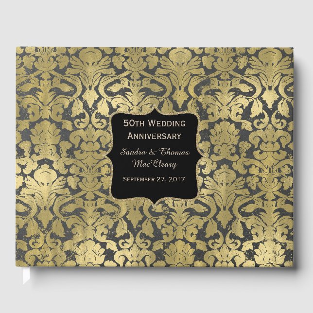 D'or Gold Baroque 50e Anniversaire Livre d'invité perso (Recto)