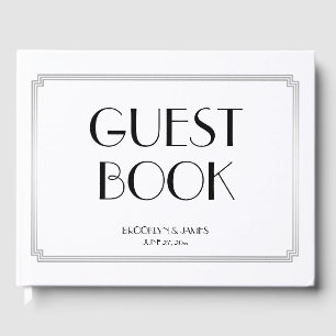 D'or Grand Gatsby Art Déco Mariage Argent Livre d'hôtes