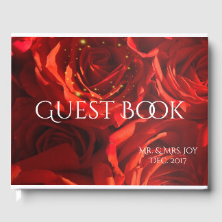 D'or Grand Romantique Roses Rouges Livre d'invité perso