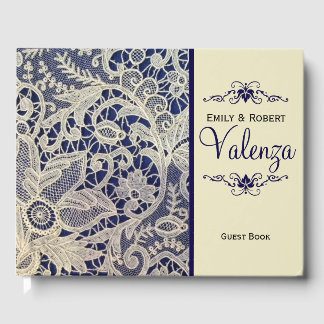 D'or Ivory Lace Marine Bleu Mariage élégant | Livre d'i