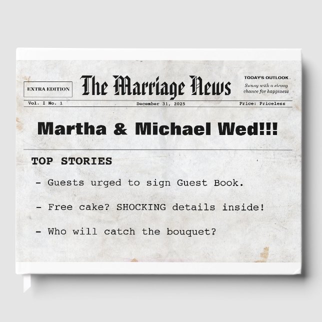 D'or Journal Thème Mariage Livre d'invité (Recto)