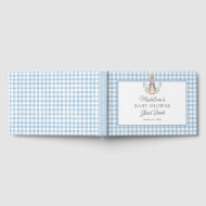 D'or Lapin de livre d'histoires classique en vichy bleu