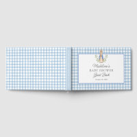 Lapin de livre d'histoires classique en vichy bleu