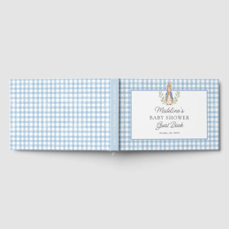 D'or Lapin de livre d'histoires classique en vichy bleu