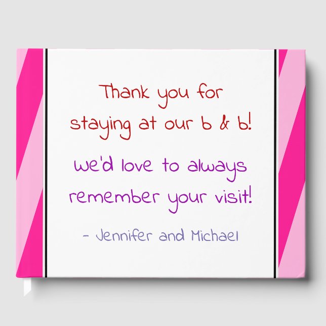 D'or Livre d'accueil en B&B rayé rose (Recto)