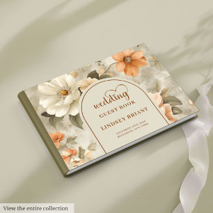 D'or Livre de mariage élégant Bohème Terre Cuite Ivoire