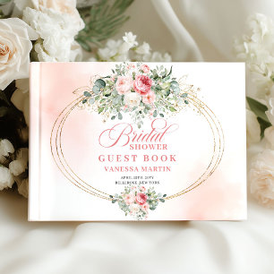 D'or Livre de mariage floral minimaliste classique rose
