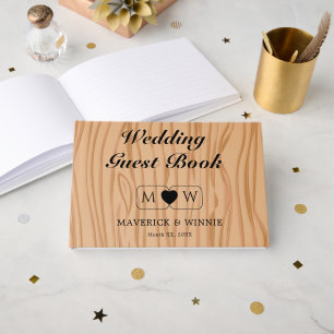 D'or Livre de Mémoire de Mariage à Motif Bois Artistiqu
