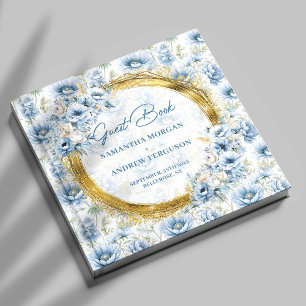 D'or Livre d'hôtes de luxe Dusty Blue Gold Parties scin