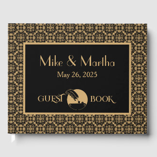 D'or Livre D'Hôtes Gold Et Black Vintage Art Déco